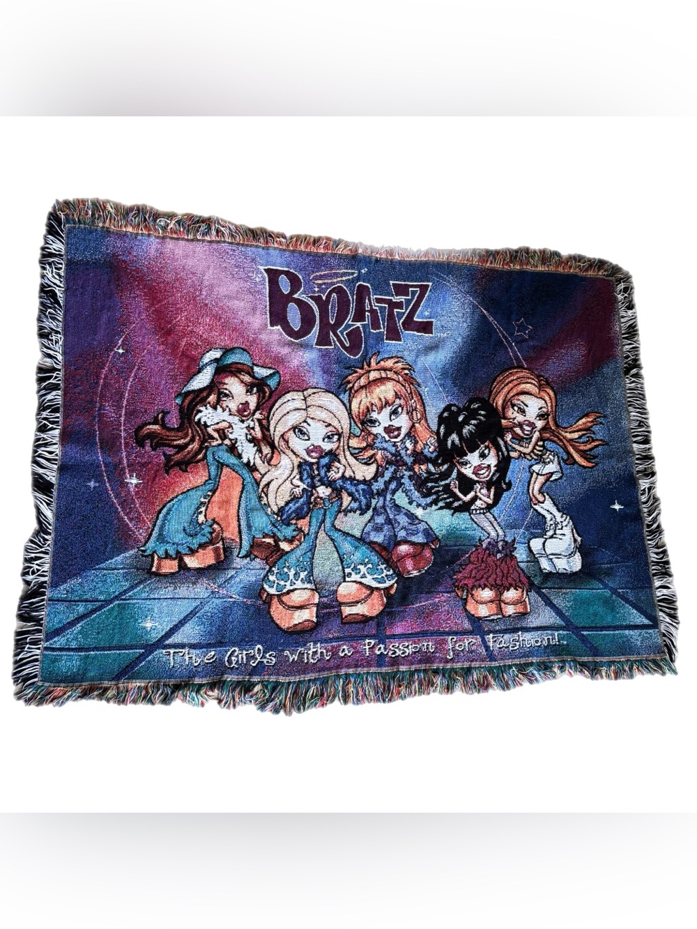 Vintage Bratz Woven Tapestry Throw Blanket Girls with Passion for Fashion Y2K